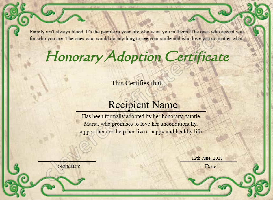 Certificate Of Child Adoption