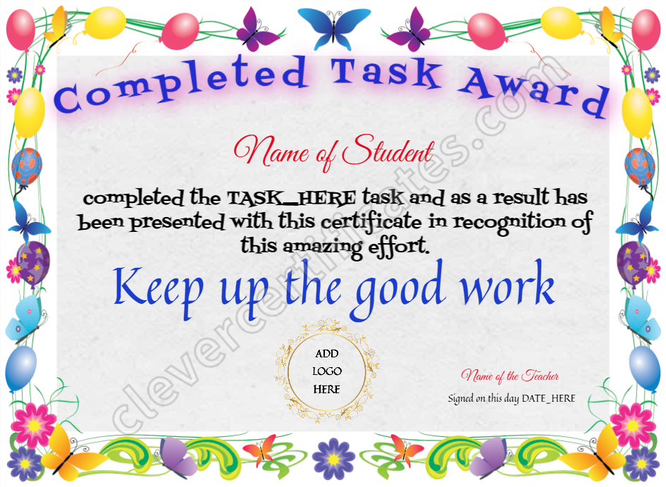 Completed Task Award