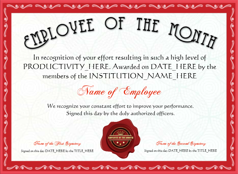 Customizable Red Employee Of The Month Award