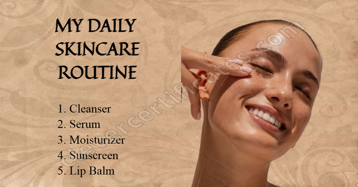 Editable Brown Aesthetic My Daily Skincare Routine Facebook Post