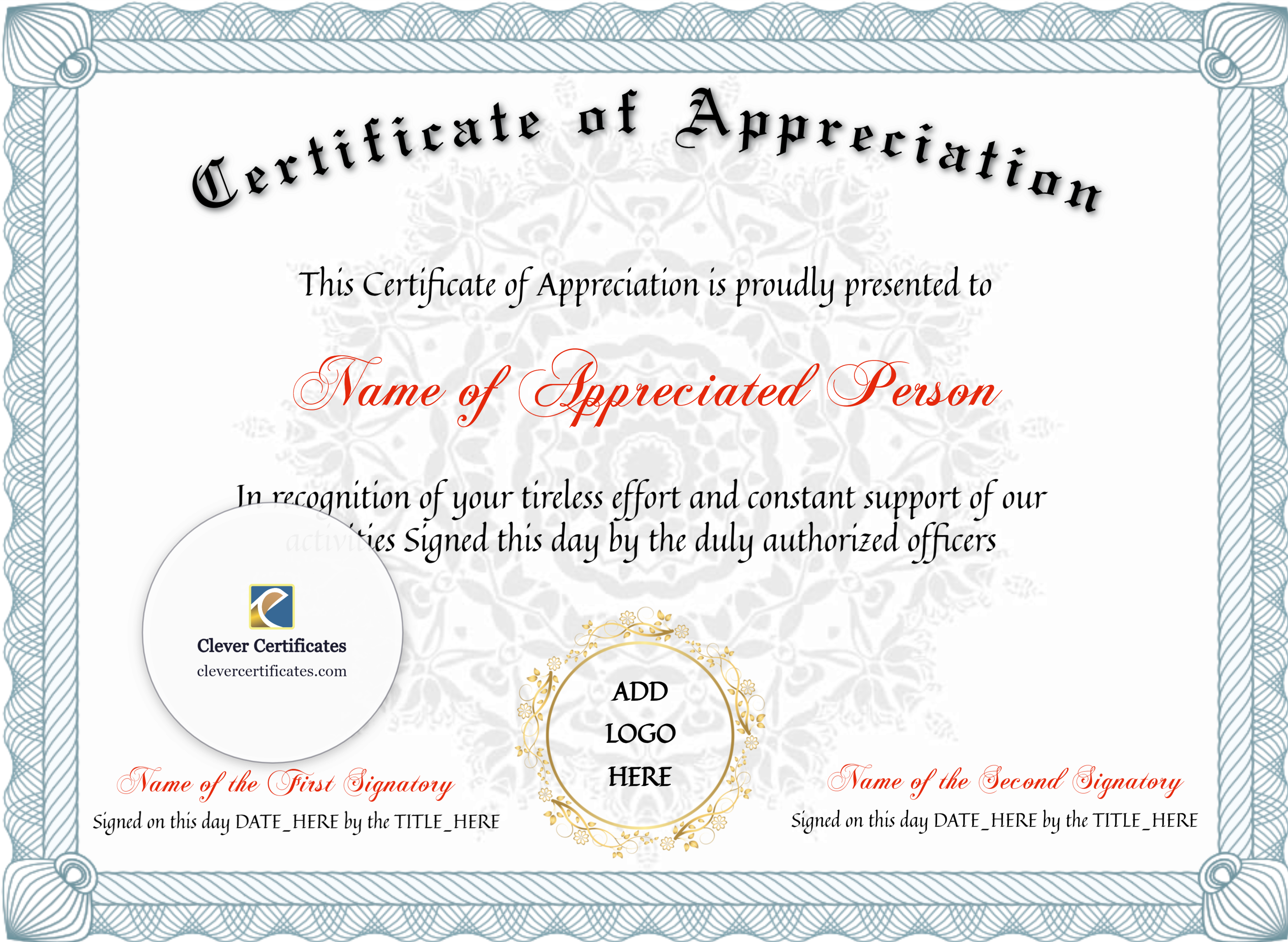 Certificate preview