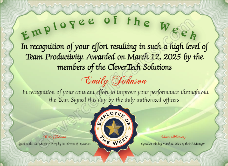 Certificate preview