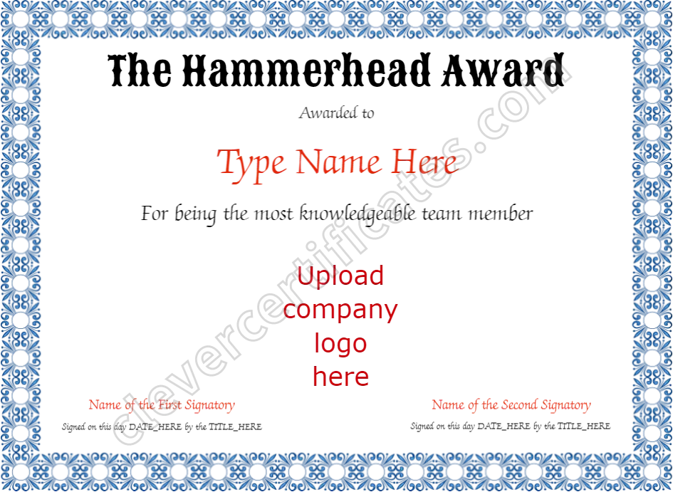 Certificate preview