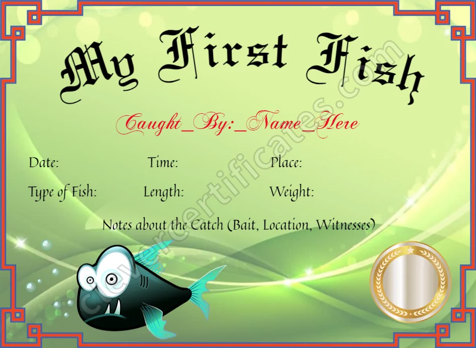My First Fish Certificate