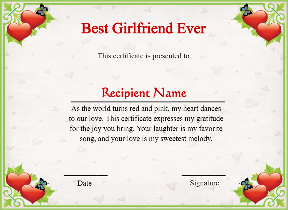 Certificate preview