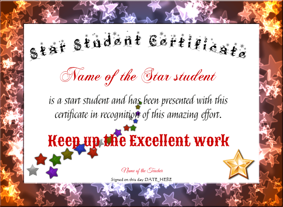 Star Student Certificate