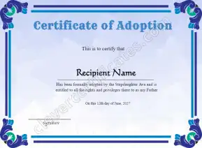 Adoption Of Stepfather To Our Family Certificate
