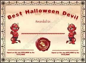 Best Halloween Devil Certificate