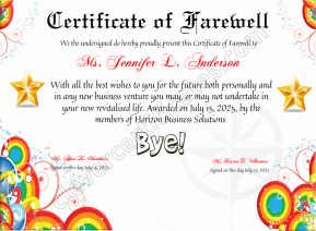 Certificate Of Farewell