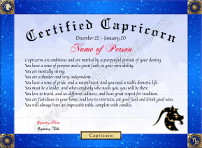 Certified Capricorn Award