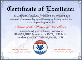 Customizable Elegant Certificate Of Excellence