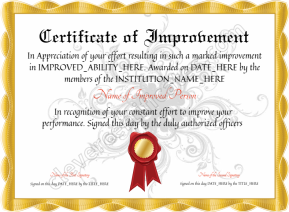 Customizable Elegant Certificate Of Improvement