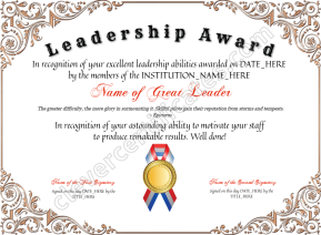 Customizable Leadership Award