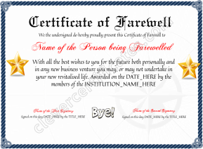 Customizable Professional Certificate Of Farewell