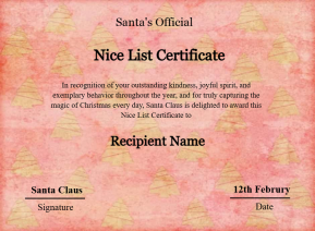 Customizeable Vintage Santa Claus Nice List Certificate Template