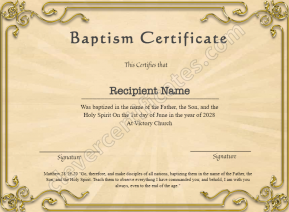 Downloadable Certificate Of Baptism