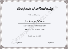 Editable Certificate Of Membership