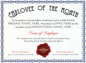 Editable Elegant Blue Employee Of The Month Award