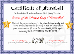 Editable Elegant Certificate Of Farewell