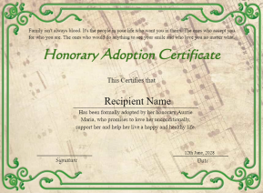 Editable Honorary Adoption Certificate