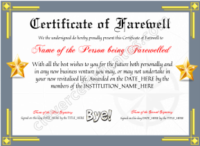 Editable Modern Certificate Of Farewell