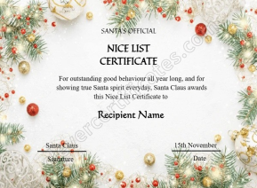 Editable Vintage Santa Claus Nice List Certificate 