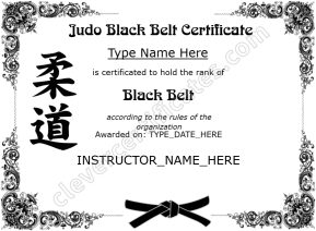 Judo Black Belt Certificate