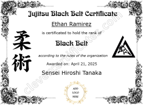 Jujitsu Black Belt Certificate