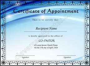Printable Bishop Pastor Appointment Certificate