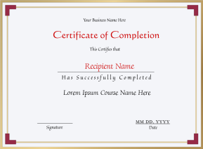 Printable Certificate Of Completion