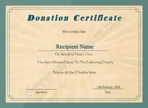 Printable Certificate Of Donation
