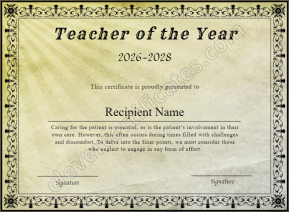 Printable Certificate Of Teacher Of The Year