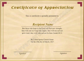 Printable Church Appreciation Certificate
