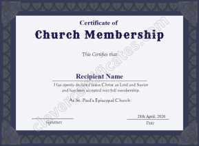 Printable Church Membership Certificate