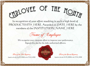 Printable Elegant Brown Employee Of The Month Award