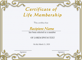 Printable Life Membership Certificate