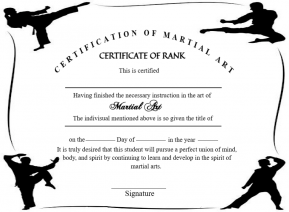 Printable Simple Martial Arts Certificate